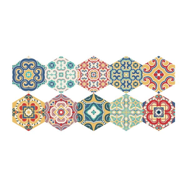 10 grīdas uzlīmju komplekts Ambiance Hexagons Lorena, 40 x 90 cm