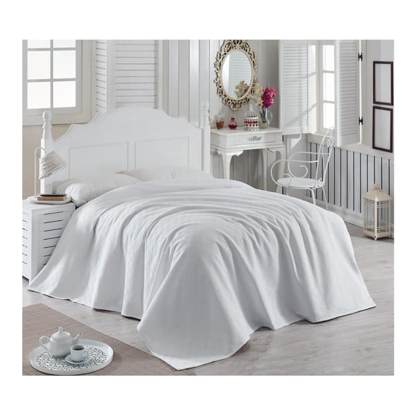 Balts kokvilnas gultas pārklājs Magnona, 200 x 240 cm