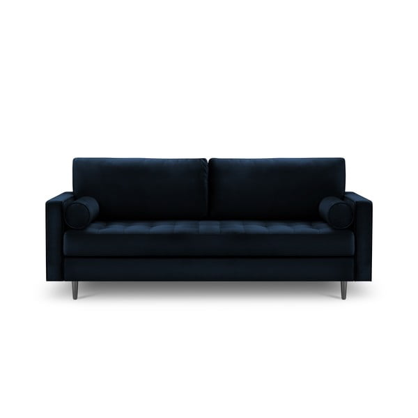Tumši zils samta dīvāns Milo Casa Santo, 219 cm