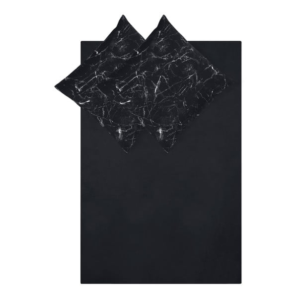 Melna kokvilnas gultas veļa Westwing Collection Malin, 200 x 200 cm