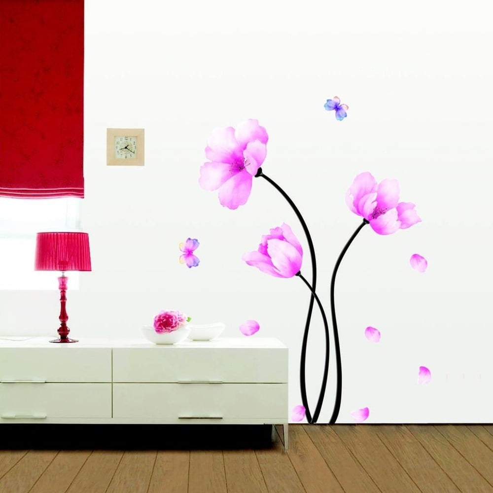 Uzlīmju komplekts Ambiance Pink Flowers And Butterflies