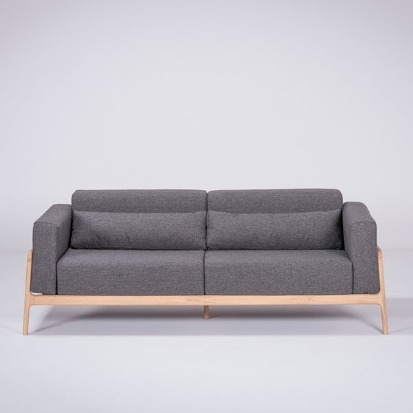 Tumši pelēks dīvāns ar ozolkoka konstrukciju Gazzda Fawn, 210 cm