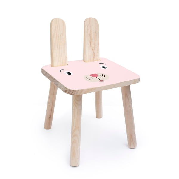 Rozā bērnu krēsls no priedes masīvkoka Little Nice Things Rose Bunny