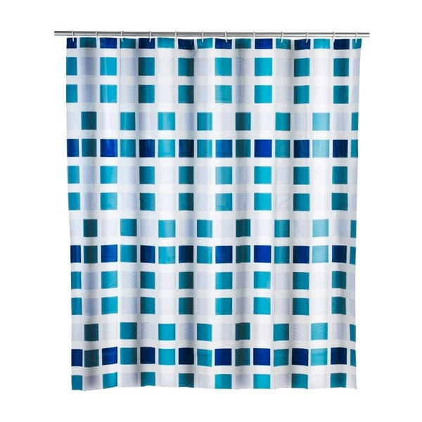 Zils dušas aizkars Wenko Mosaic, 180 x 200 cm