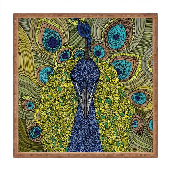 Koka dekoratīva servēšanas paplāte Peacock, 40 x 40 cm