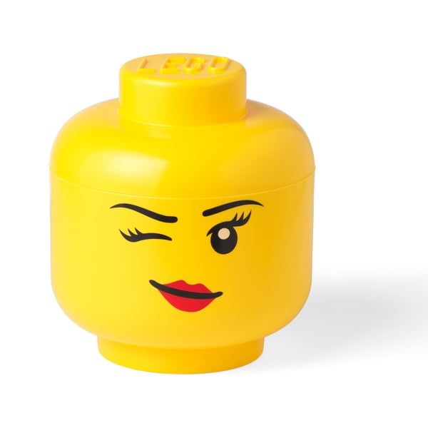 Dzeltena glabāšanas kaste galvas formā LEGO® Winky, ⌀ 24,2 cm