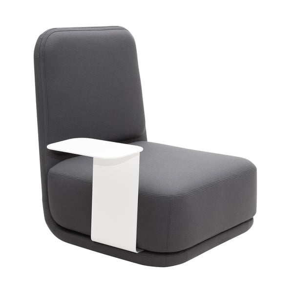 Tumši pelēks atpūtas krēsls ar augstu atzveltni un baltu metāla galdu Softline Standby High + Side Table