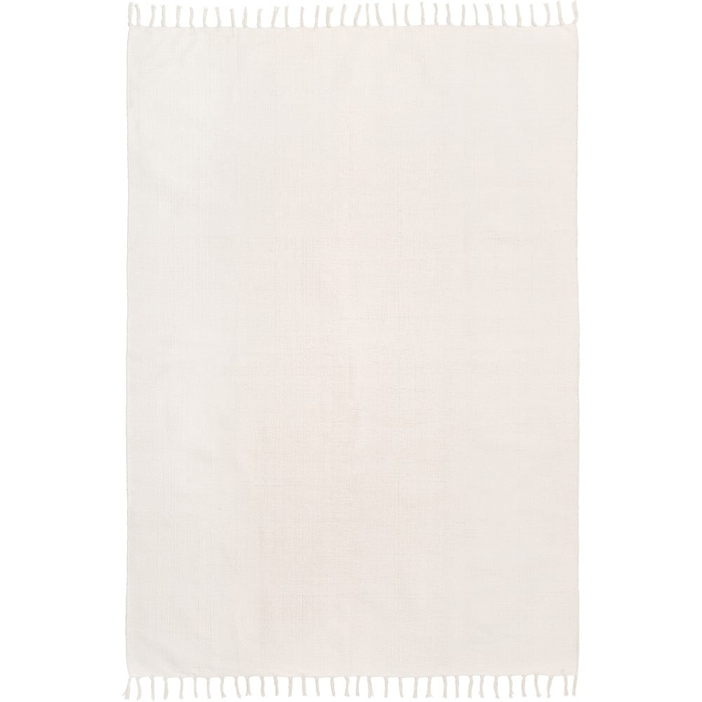 Balts ar rokām austs kokvilnas paklājs Westwing Collection Agneta, 70 x 140 cm