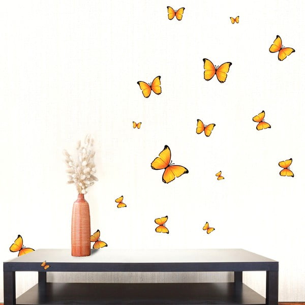 18 sienas uzlīmju komplekts Ambiance Yellow Butterflies