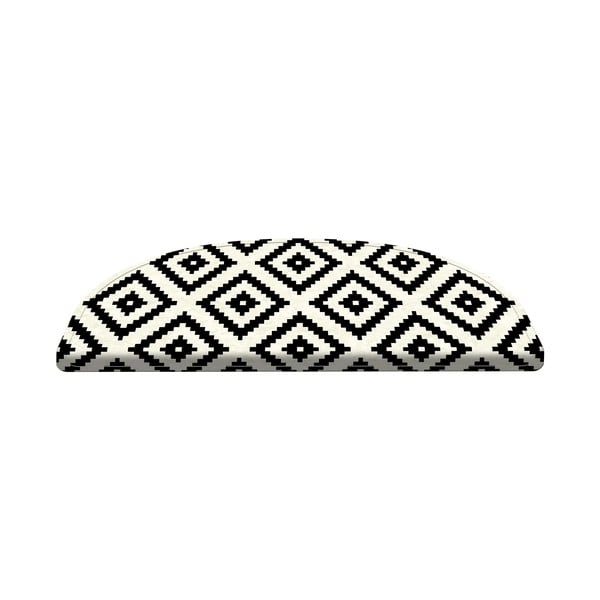 16 melnbaltu kāpņu paklāju komplekts Vitaus Art, 20 x 65 cm