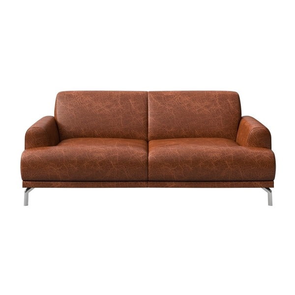 Sarkanbrūns ādas dīvāns MESONICA Puzo, 170 cm