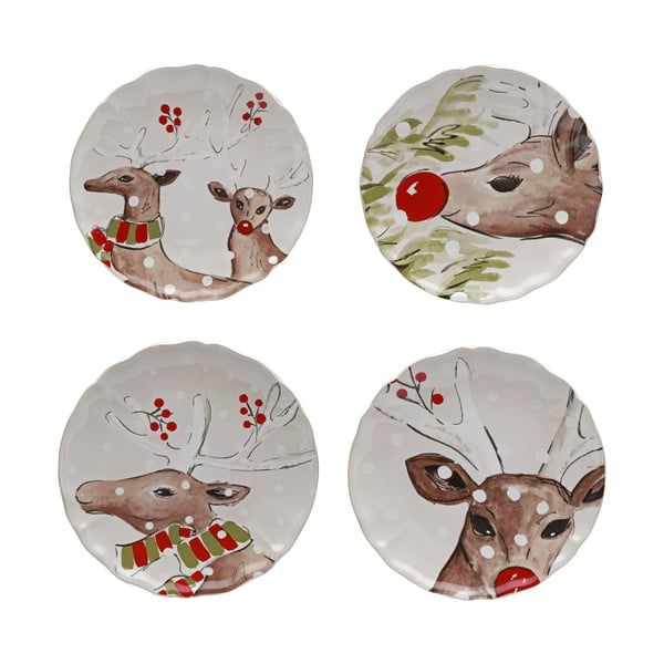 4 Ziemassvētku deserta šķīvju komplekts Casafina Deer Freinds, ø 21,4 cm