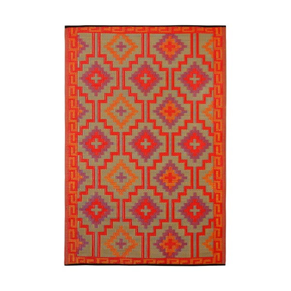 Oranži violets divpusējs āra paklājs no pārstrādātas plastmasas Fab Hab Lhasa Orange & Violet, 120 x 180 cm