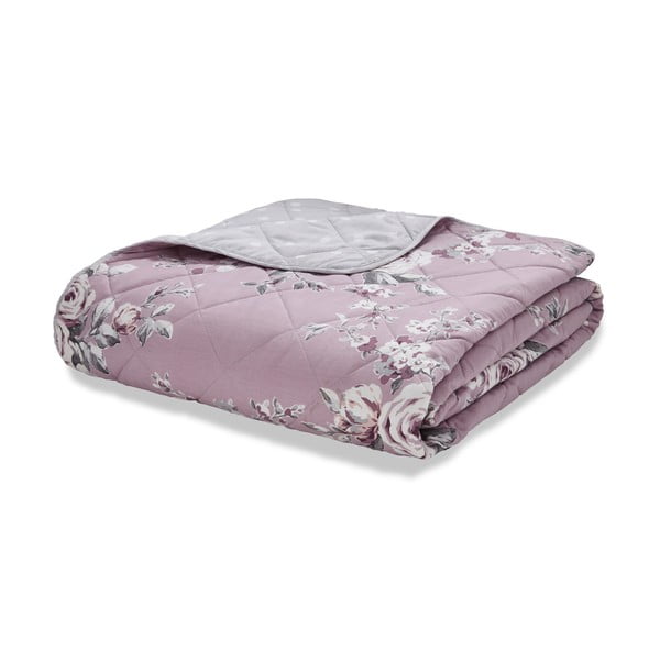 Gaiši violets stepēts gultas pārklājs ar ziedu motīvu Catherine Lansfield Canterbury Rose, 220 x 230 cm