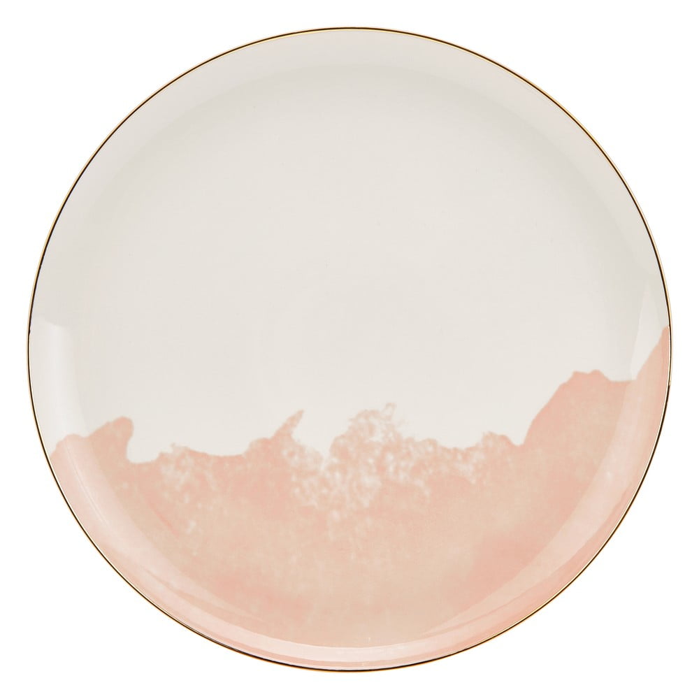 2 rozīgi baltu porcelāna šķīvju komplekts Westwing Collection Rosie, ø 26 cm
