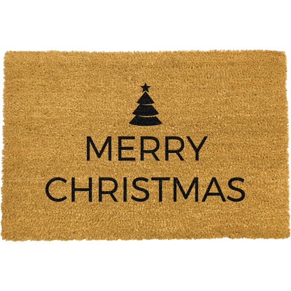 Melns dabīgās kokosšķiedras paklājs Artsy Doormats Merry Christmas, 40 x 60 cm