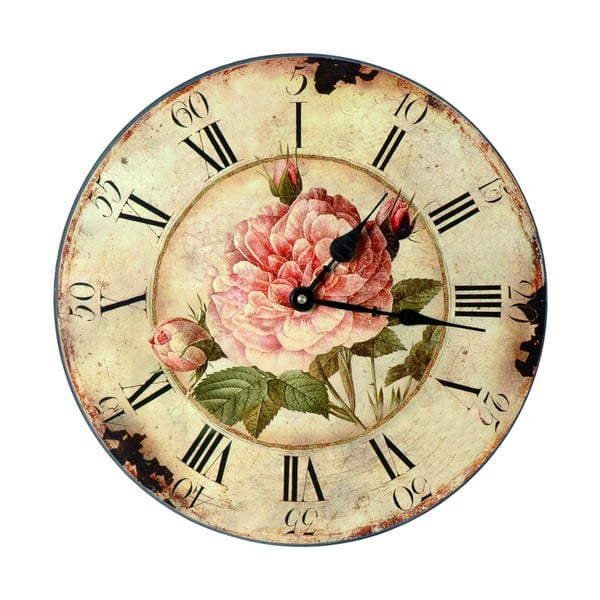 Sienas pulkstenis ar rozēm, 33 cm