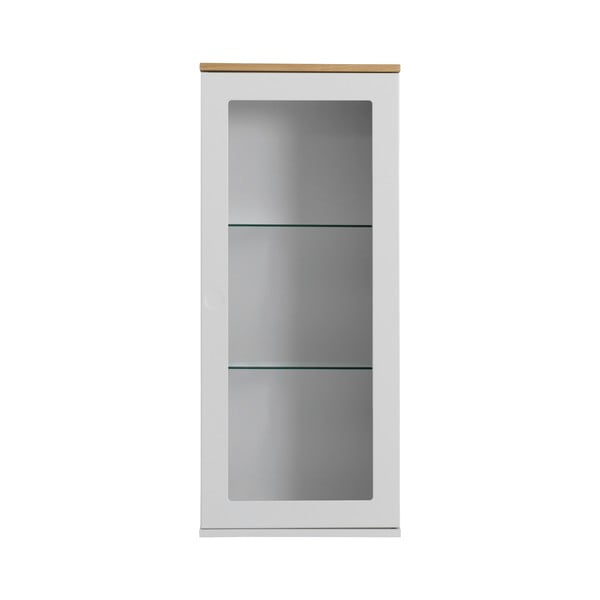 Balta viendurvju vitrīna ar ozolkoka kājām Tenzo Dot, augstums 95 cm