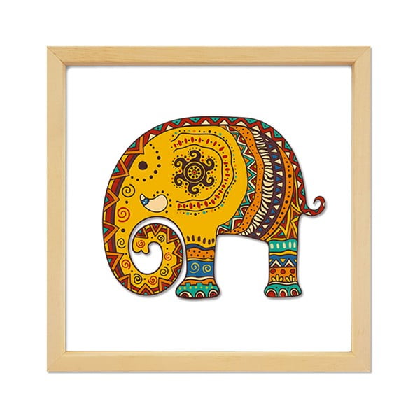 Stikla glezna koka rāmī Vavien Artwork Elephant, 32 x 32 cm