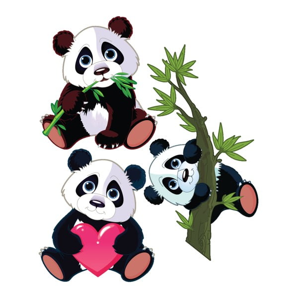 3 sienu uzlīmju komplekts Ambiance Panda