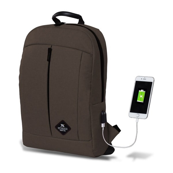 Tumši brūna mugursoma ar USB portu My Valice GALAXY Smart Bag