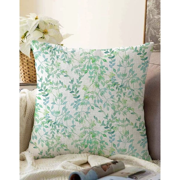 Bēša un zaļa spilvendrāna ar kokvilnas maisījumu Minimalist Cushion Covers Twiggy, 55 x 55 cm