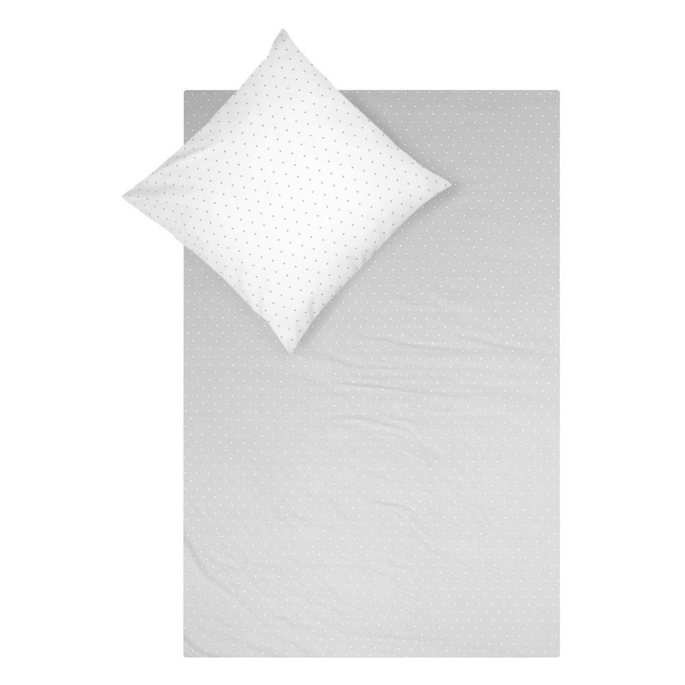 Balta un pelēka vienguļamā flaneļa gultas veļa Fovere Betty, 135 x 200 cm