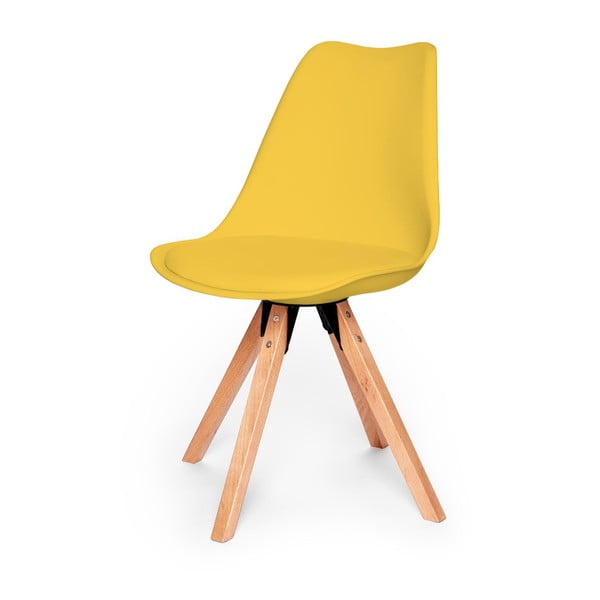 2 dzeltenu krēslu komplekts ar dižskābarža koka pamatni loomi.design Eco