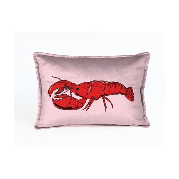 Rozā samta spilvens ar omāru Velvet Atelier Lobster, 50 x 35 cm