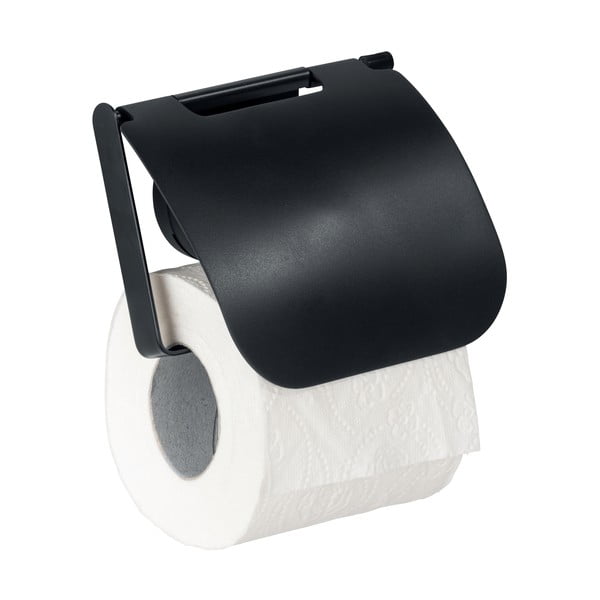 Melns sienas tualetes ruļļa turētājs Wenko Static-Loc® Plus