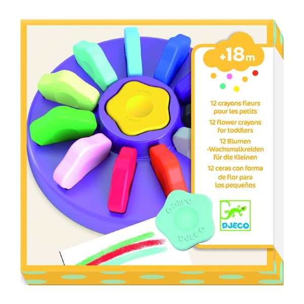 12 krāsainu krītu komplekts Djeco Flower kastē