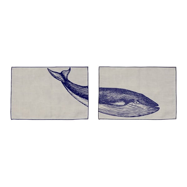 2 galda paliktņu komplekts Madre Selva Blue Whale, 45 x 30 cm