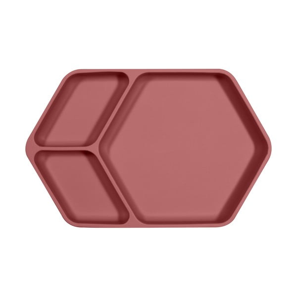 Sarkans silikona bērnu šķīvis Kindsgut Squared, 25 x 16 cm
