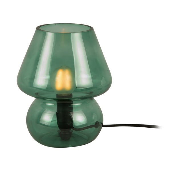 Tumši zaļa stikla galda lampa Leitmotiv Glass, augstums 18 cm