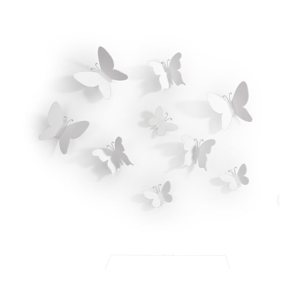 9 baltu 3D sienas dekoru komplekts Umbra Butterflies