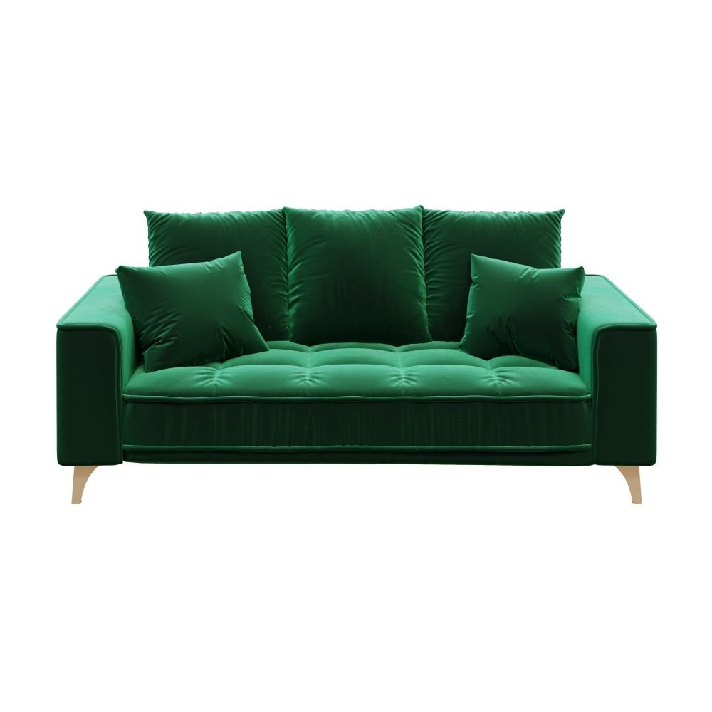 Tumši zaļš samta dīvāns Devichy Chloe, 204 cm