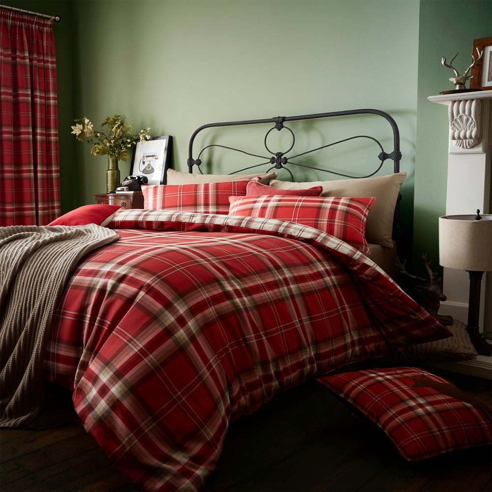 Sarkana vienvietīga gultas veļa Catherine Lansfield Kelso Red, 135 x 200 cm