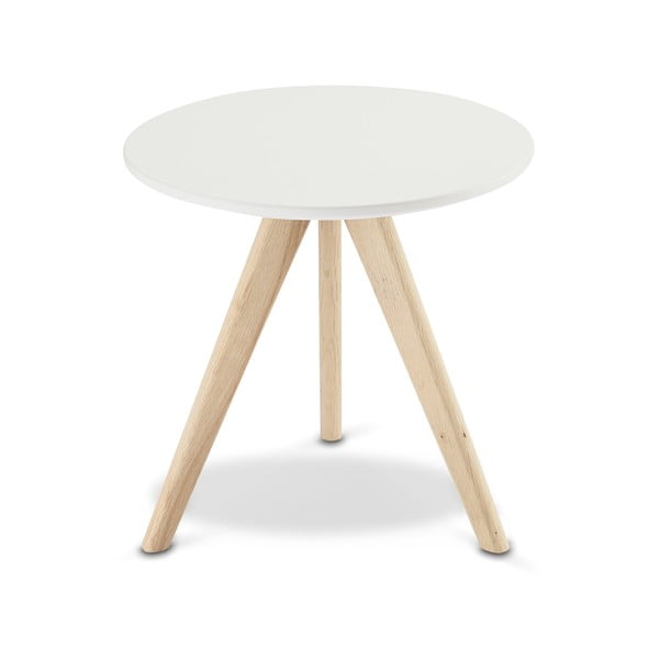 Balts kafijas galdiņš ar ozolkoka kājām Furnhouse Life, Ø 40 cm