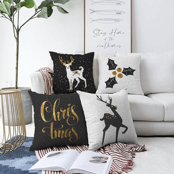 4 spilvendrānu komplekts Minimalist Cushion Covers Christmas, 55 x 55 cm