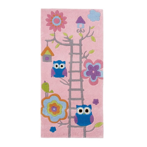Rozā bērnu paklājs Think Rugs Hong Kong Kiddo Pinkie, 70 x 140 cm