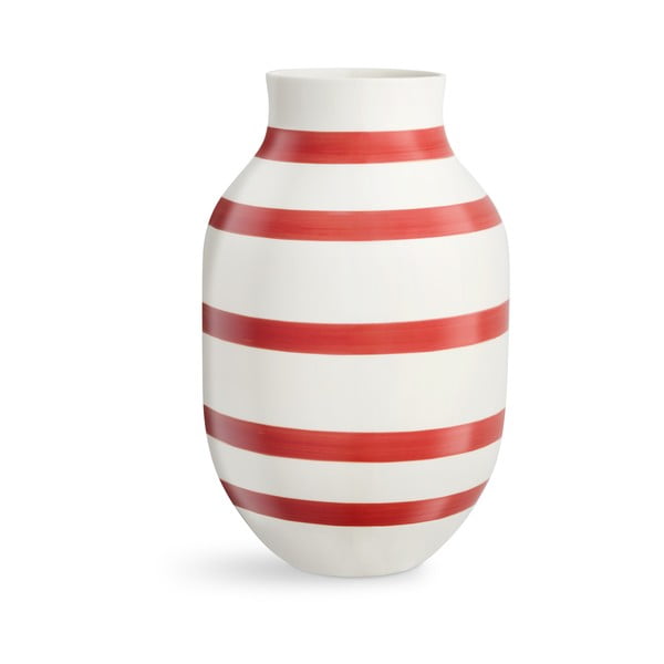 Balta un sarkana keramikas vāze ar svītrām Kähler Design Omaggio, augstums 31 cm