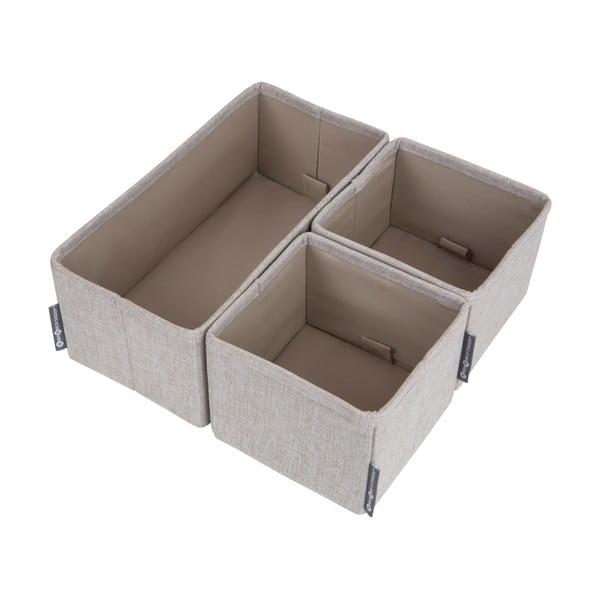 3 bēšu uzglabāšanas kastu komplekts Bigso Box of Sweden Drawer