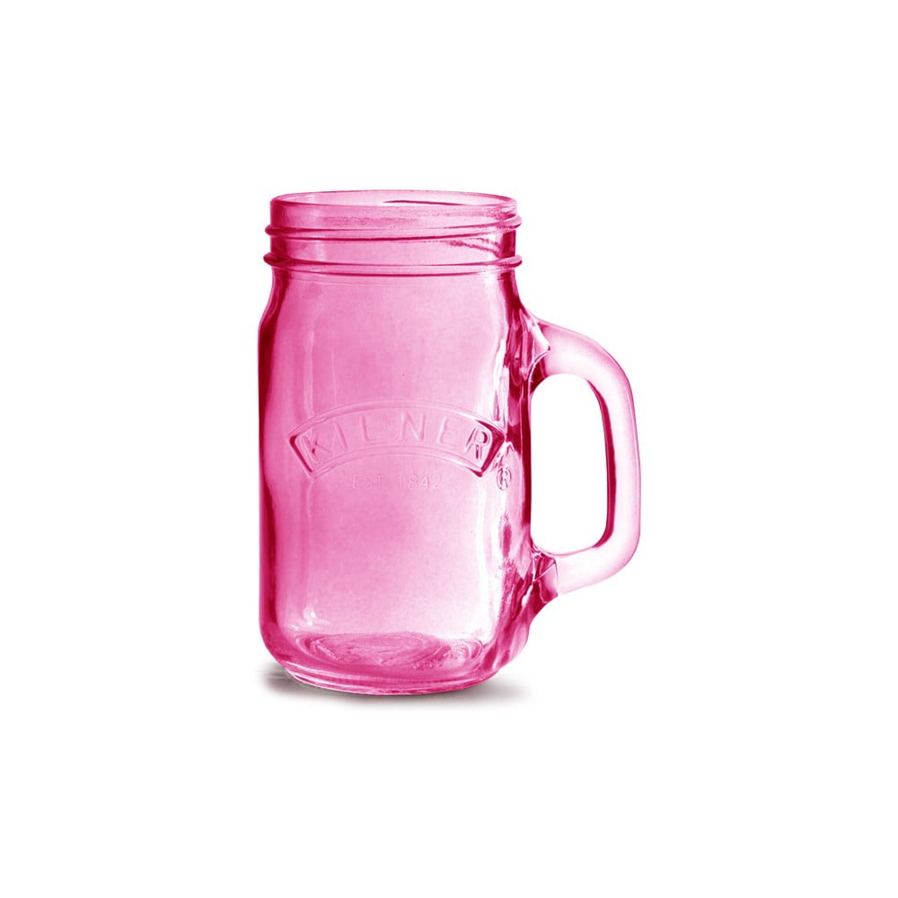Stikls ar rokturi Kilner 350 ml, rozā krāsā