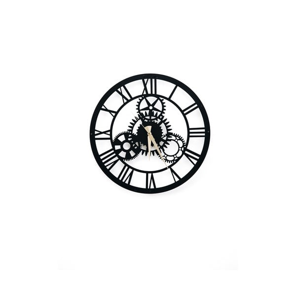 Melns sienas pulkstenis Davin Clock, ⌀ 48 cm