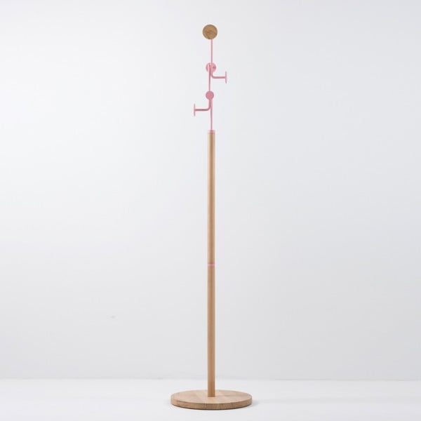 Ozola masīvkoka pakaramais ar rozā detaļu Gazzda Hook