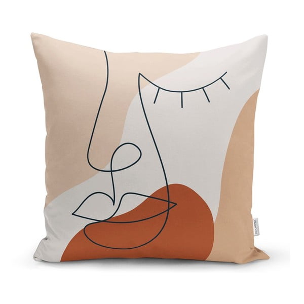 Spilvendrāna Minimalist Cushion Covers Drawing Face Pastel, 45 x 45 cm