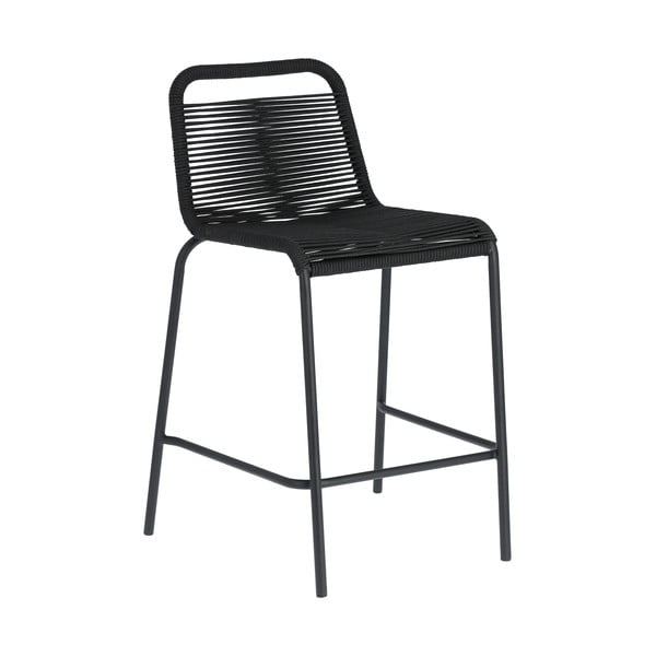 Melns bāra krēsls ar tērauda konstrukciju Kave Home Glenville, augstums 62 cm