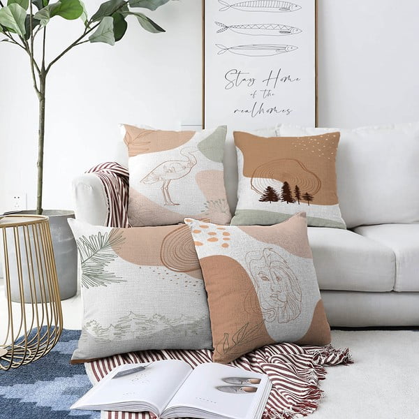 4 spilvendrānu komplekts Minimalist Cushion Covers Flamingo, 55 x 55 cm