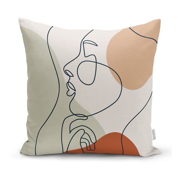 Spilvendrāna Minimalist Cushion Covers Pastel Drawing Face, 45 x 45 cm
