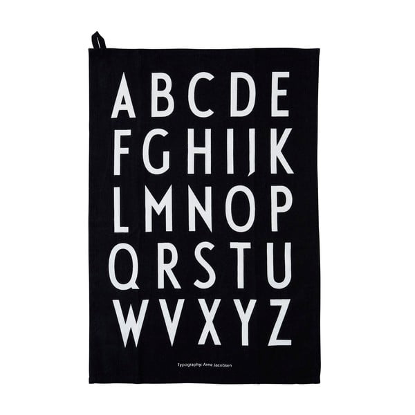 Melns kokvilnas dvielis Design Letters Alphabet, 40 x 60 cm
